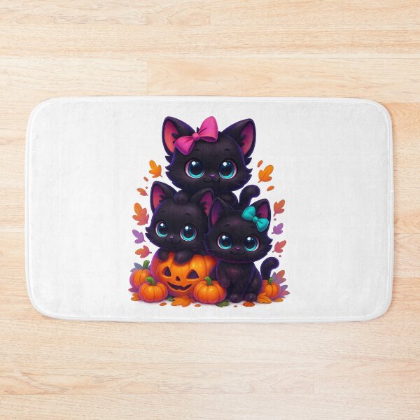 Item preview, Three Kittens Pumpkin Stack | Kawaii Cats with Bows | Cute Autumn Halloween Cat Illustration designed and sold by PrintCreations9.