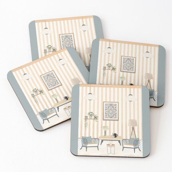 Item preview, Vintage Modern Living Room Illustration designed and sold by HBBS DESIGNS.