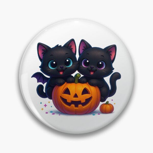 Item preview, Cheeky Twin Kittens in Pumpkin | Kawaii Duo Cats | Cute Halloween Cat Illustration designed and sold by PrintCreations9.