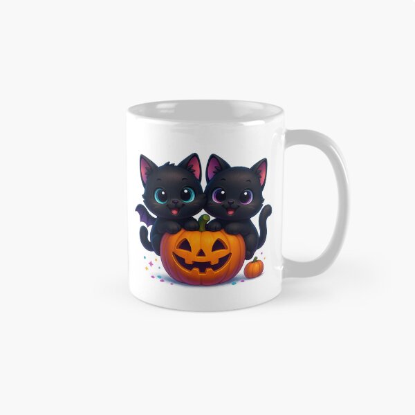 Item preview, Cheeky Twin Kittens in Pumpkin | Kawaii Duo Cats | Cute Halloween Cat Illustration designed and sold by PrintCreations9.