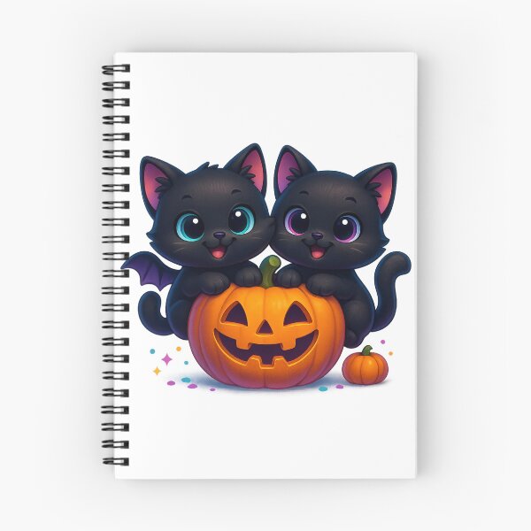 Item preview, Cheeky Twin Kittens in Pumpkin | Kawaii Duo Cats | Cute Halloween Cat Illustration designed and sold by PrintCreations9.