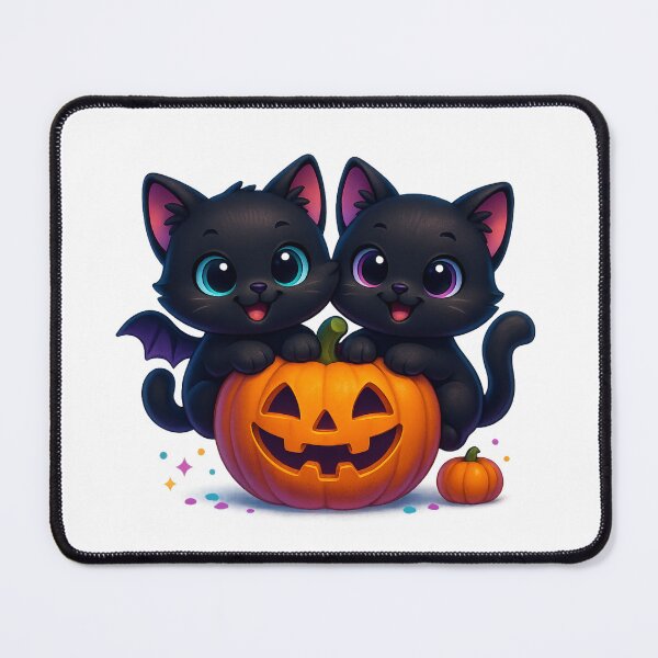 Item preview, Cheeky Twin Kittens in Pumpkin | Kawaii Duo Cats | Cute Halloween Cat Illustration designed and sold by PrintCreations9.