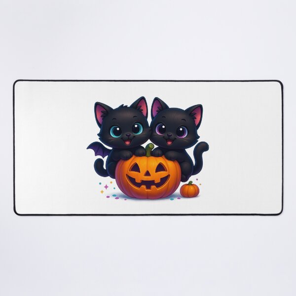 Item preview, Cheeky Twin Kittens in Pumpkin | Kawaii Duo Cats | Cute Halloween Cat Illustration designed and sold by PrintCreations9.