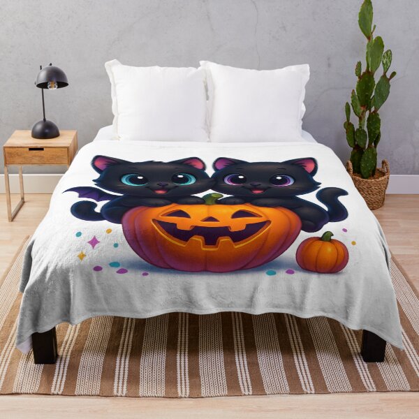 Item preview, Cheeky Twin Kittens in Pumpkin | Kawaii Duo Cats | Cute Halloween Cat Illustration designed and sold by PrintCreations9.