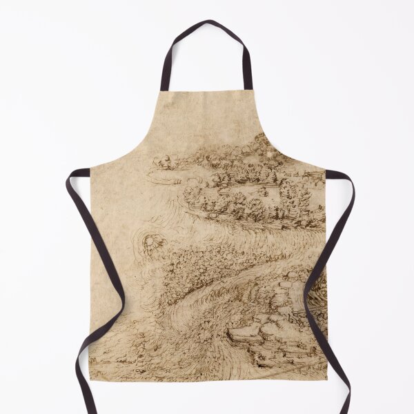Artikelvorschau, Flusslandschaft von Leonardo da Vinci, Renaissance-Landschaftszeichnung, Kunstdruck entworfen und verkauft von artofuniverse.