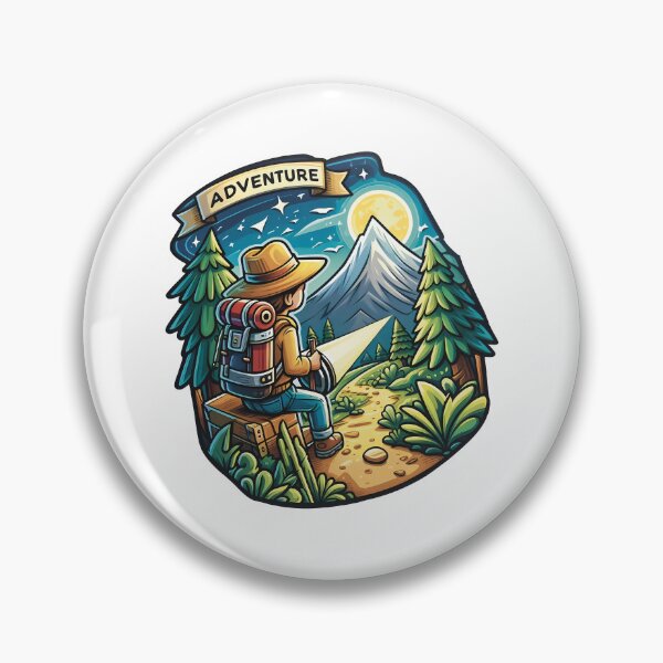 Item preview, Adventure Awaits – Night Mountain Hiker with Headlamp Illustration designed and sold by BobaBunny76.