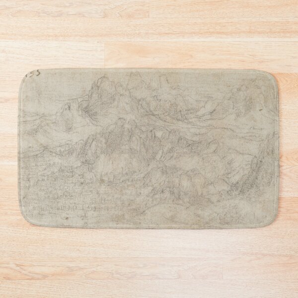 Item preview, A Mountainous Landscape by Leonardo da Vinci Renaissance Landscape Drawing Art Print designed and sold by artofuniverse.