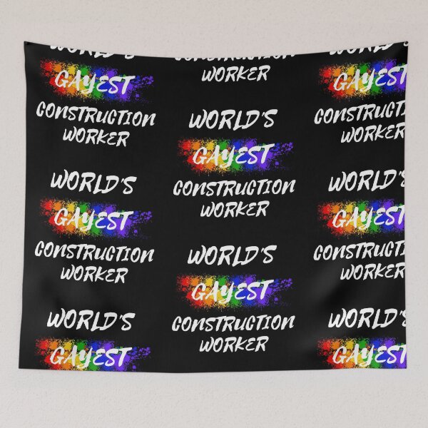 Item preview, World's Gayest Construction Worker Gay Joke With Rainbow Colors For Pride Month In Black designed and sold by LuckyKermit.