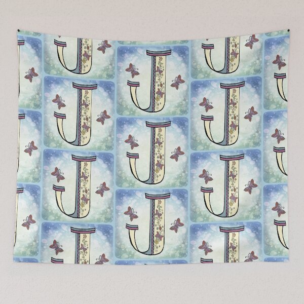 Item preview, Floral letter J Monogram designed and sold by artmuvz.