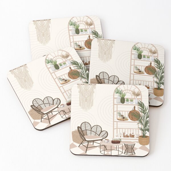 Item preview, ​Japandi Boho Interior Illustration designed and sold by HBBS DESIGNS.