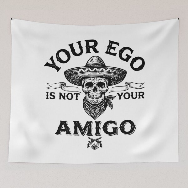 Item preview, Your Ego is Not Your Amigo - Vintage Stoic Skull & Sombrero Streetwear designed and sold by LoFi-OG.