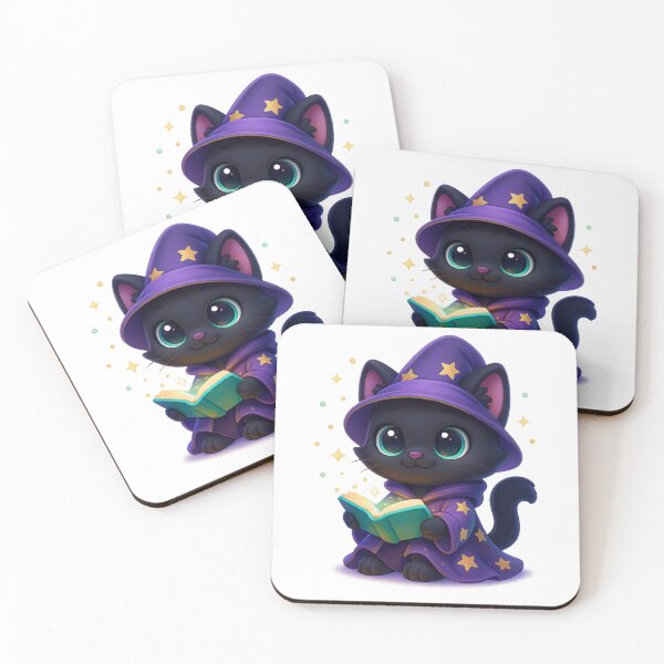 Item preview, Wizard Cat Reading Spellbook | Kawaii Magic Kitty with Sparkles | Cute Fantasy Cat Illustration designed and sold by PrintCreations9.