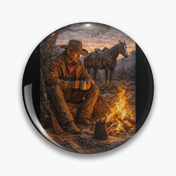 Item preview, Cowboy Campfire Night – Rustic Western Cowboy with Horse designed and sold by  QuarterHorseArt by Just my Studio.