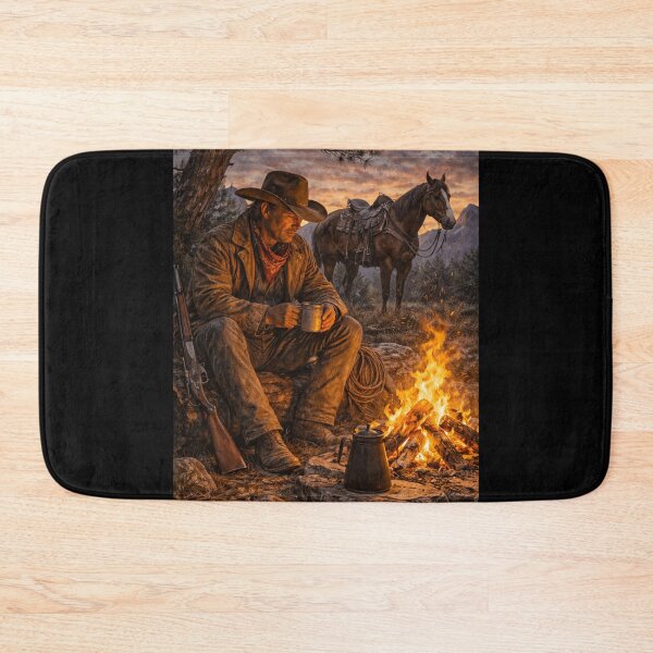 Item preview, Cowboy Campfire Night – Rustic Western Cowboy with Horse designed and sold by  QuarterHorseArt by Just my Studio.