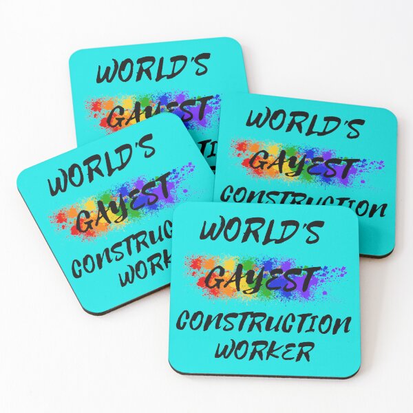 Item preview, World's Gayest Construction Worker Gay Joke With Rainbow Colors For Pride Month In Cyan designed and sold by LuckyKermit.