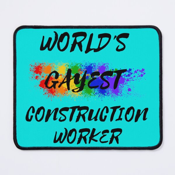 Item preview, World's Gayest Construction Worker Gay Joke With Rainbow Colors For Pride Month In Cyan designed and sold by LuckyKermit.