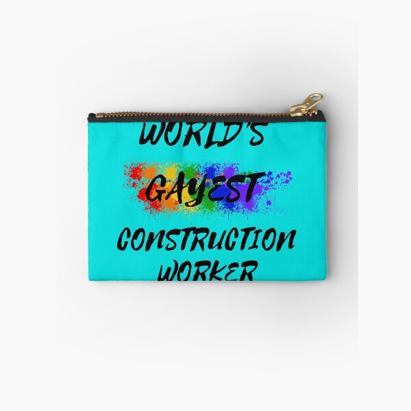Item preview, World's Gayest Construction Worker Gay Joke With Rainbow Colors For Pride Month In Cyan designed and sold by LuckyKermit.