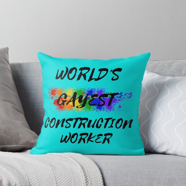 Item preview, World's Gayest Construction Worker Gay Joke With Rainbow Colors For Pride Month In Cyan designed and sold by LuckyKermit.