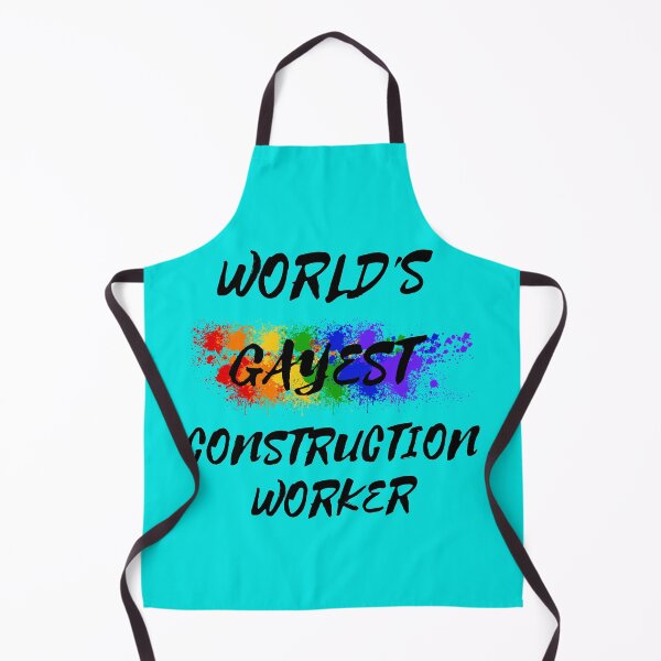 Item preview, World's Gayest Construction Worker Gay Joke With Rainbow Colors For Pride Month In Cyan designed and sold by LuckyKermit.