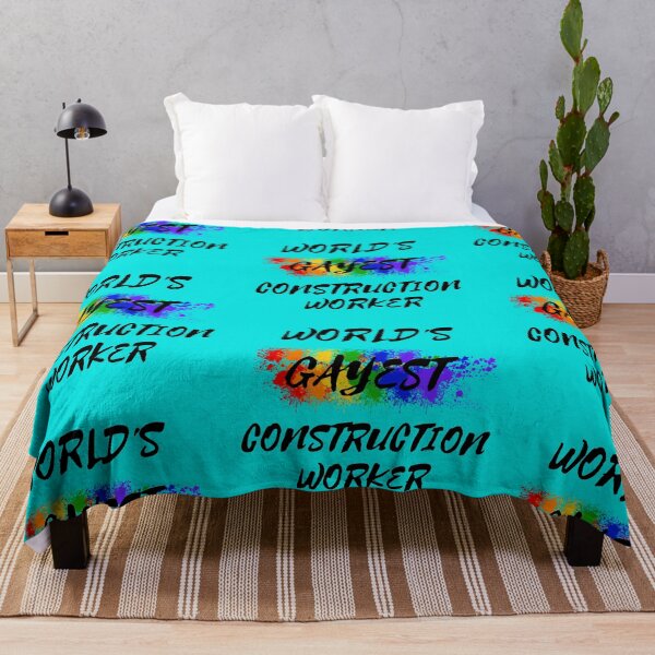 Item preview, World's Gayest Construction Worker Gay Joke With Rainbow Colors For Pride Month In Cyan designed and sold by LuckyKermit.