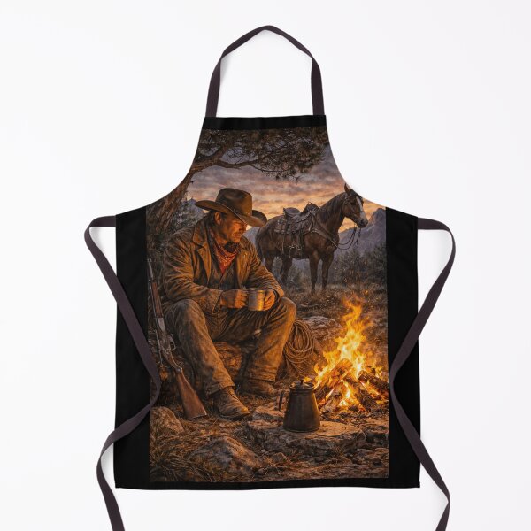 Item preview, Cowboy Campfire Night – Rustic Western Cowboy with Horse designed and sold by QuarterHorseArt by Just my Studio.