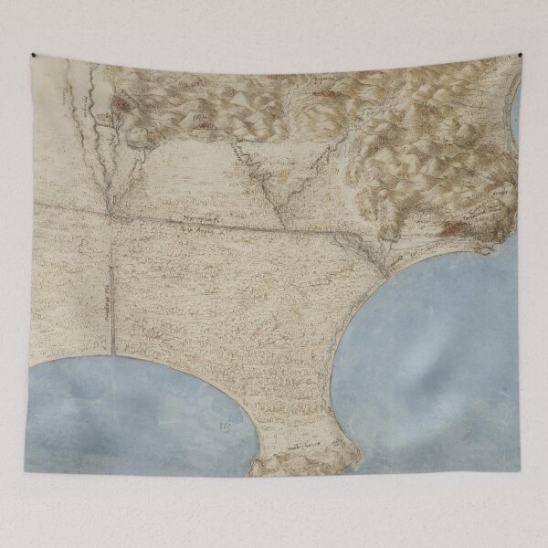 Item preview, A Map of the Pontine Marshes by Leonardo da Vinci Renaissance Cartography Art Print designed and sold by artofuniverse.