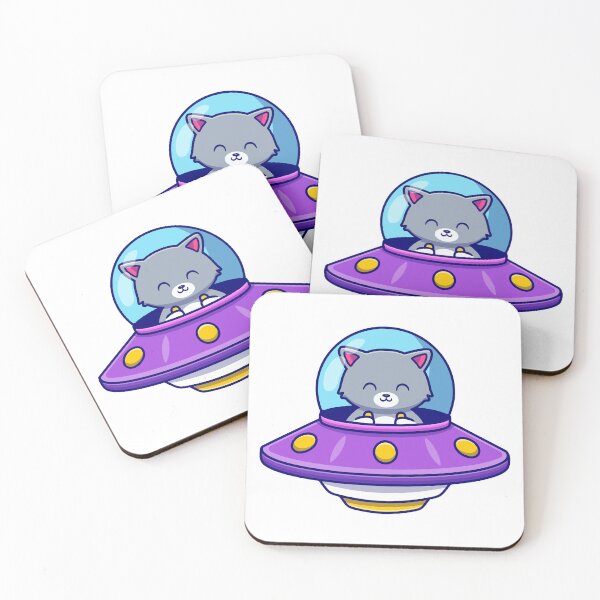 Item preview, Cute Kawaii Cat Pilot in Purple UFO Spaceship designed and sold by shalbmv.