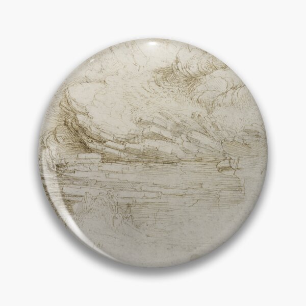 Item preview, A Hillside with Stratified Rock by Leonardo da Vinci Renaissance Landscape Drawing Art Print designed and sold by artofuniverse.