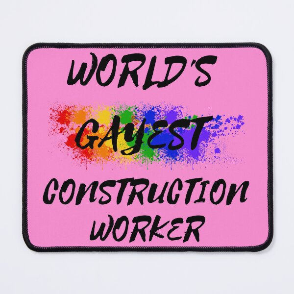 Item preview, World's Gayest Construction Worker Gay Joke With Rainbow Colors For Pride Month In Pink designed and sold by LuckyKermit.