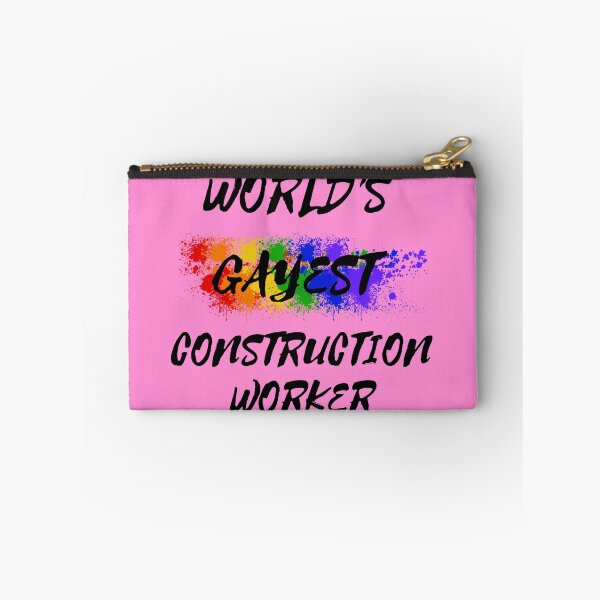Item preview, World's Gayest Construction Worker Gay Joke With Rainbow Colors For Pride Month In Pink designed and sold by LuckyKermit.