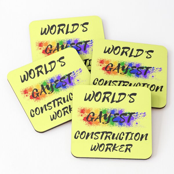 Item preview, World's Gayest Construction Worker Gay Joke With Rainbow Colors For Pride Month In Yellow designed and sold by LuckyKermit.