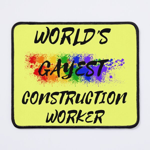 Item preview, World's Gayest Construction Worker Gay Joke With Rainbow Colors For Pride Month In Yellow designed and sold by LuckyKermit.