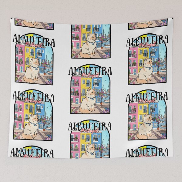 Item preview, Albufeira Portugal Old Town Travel Cat Illustration designed and sold by Blupunk.