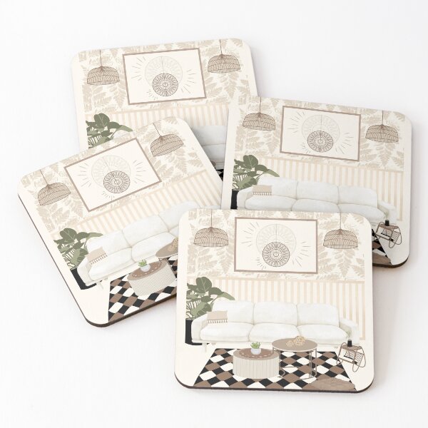 Item preview, Modern Boho Living Room Illustration designed and sold by HBBS DESIGNS.