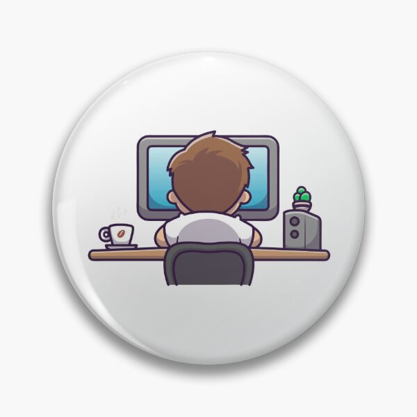 Item preview, Gamer Boy Working at Desk with Coffee and Computer designed and sold by shalbmv.