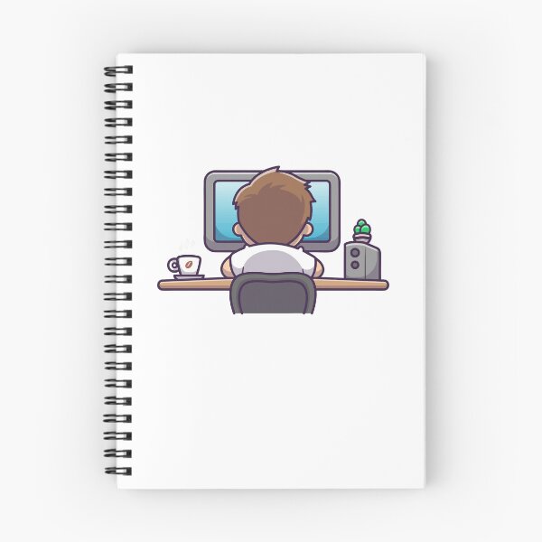 Item preview, Gamer Boy Working at Desk with Coffee and Computer designed and sold by shalbmv.