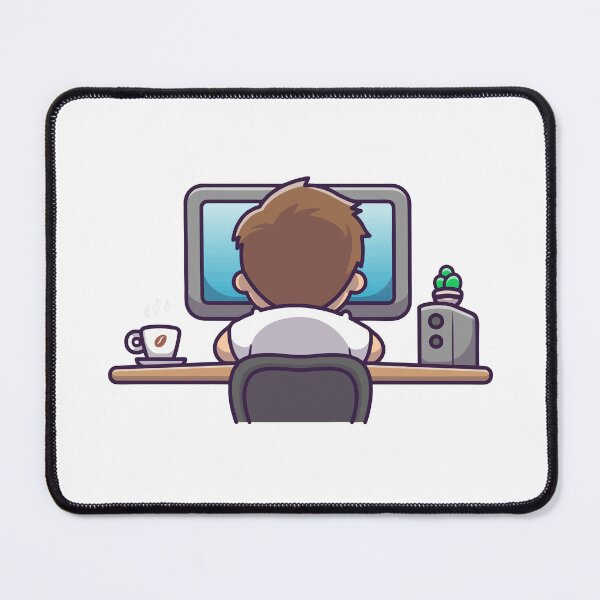 Item preview, Gamer Boy Working at Desk with Coffee and Computer designed and sold by shalbmv.