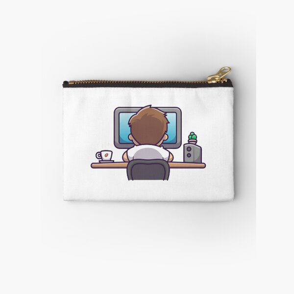 Item preview, Gamer Boy Working at Desk with Coffee and Computer designed and sold by shalbmv.