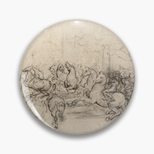 Item preview, A Cavalcade by Leonardo da Vinci Renaissance Horse Battle Sketch Art Print designed and sold by artofuniverse.