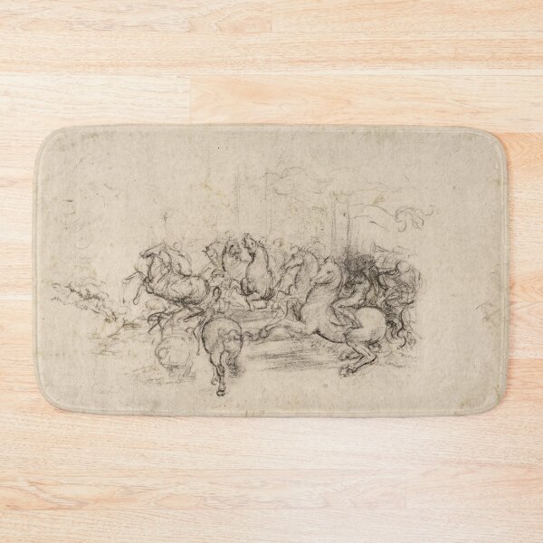 Item preview, A Cavalcade by Leonardo da Vinci Renaissance Horse Battle Sketch Art Print designed and sold by artofuniverse.