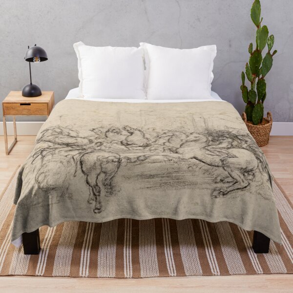 Item preview, A Cavalcade by Leonardo da Vinci Renaissance Horse Battle Sketch Art Print designed and sold by artofuniverse.