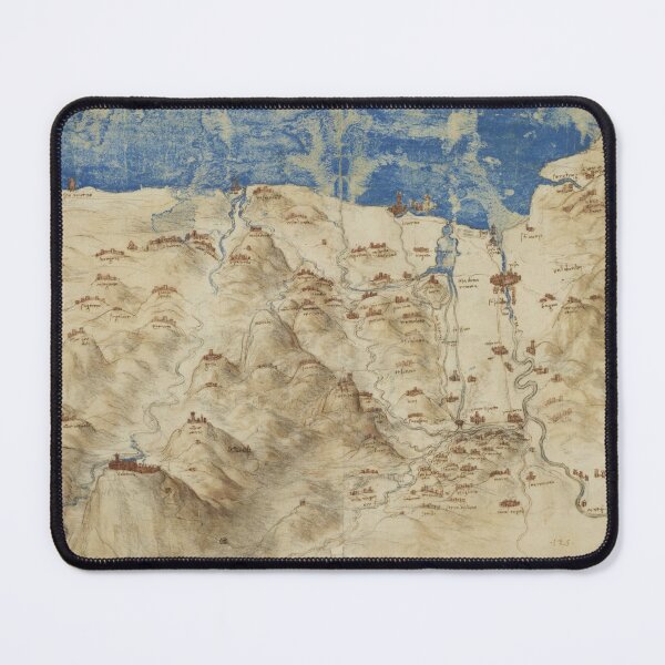 Item preview, A Bird’s Eye View of Western Tuscany by Leonardo da Vinci Renaissance Map Art Print designed and sold by artofuniverse.