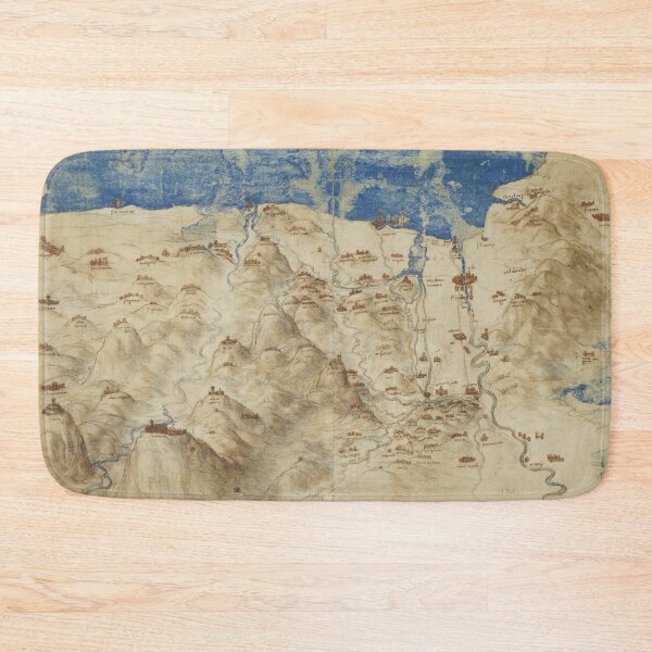 Item preview, A Bird’s Eye View of Western Tuscany by Leonardo da Vinci Renaissance Map Art Print designed and sold by artofuniverse.