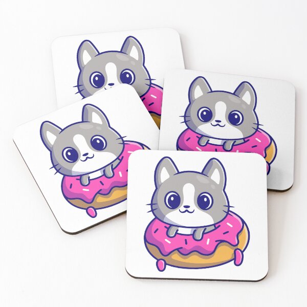 Item preview, Cute Kawaii Cat in Pink Glazed Donut designed and sold by shalbmv.