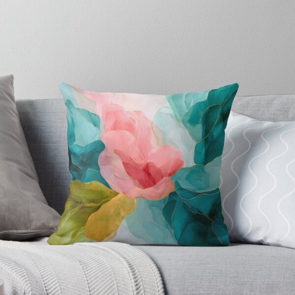 Item preview, Pink Teal Abstract Floral Alcohol Ink Modern Wall Art designed and sold by LoveNurseries.