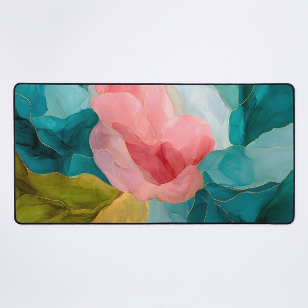 Item preview, Pink Teal Abstract Floral Alcohol Ink Modern Wall Art designed and sold by LoveNurseries.