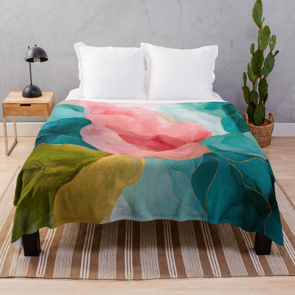 Item preview, Pink Teal Abstract Floral Alcohol Ink Modern Wall Art designed and sold by LoveNurseries.