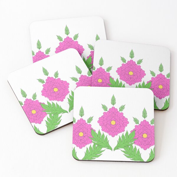Item preview, Pattern of pink chrysanthemums with green leaves designed and sold by Elifndz.