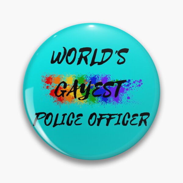 Item preview, World's Gayest Police Officer Gay Joke With Rainbow Colors For Pride Month In Cyan designed and sold by LuckyKermit.