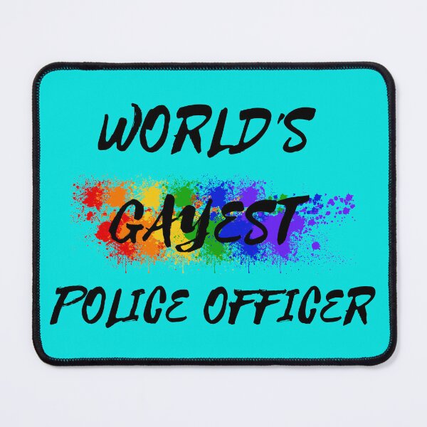Item preview, World's Gayest Police Officer Gay Joke With Rainbow Colors For Pride Month In Cyan designed and sold by LuckyKermit.